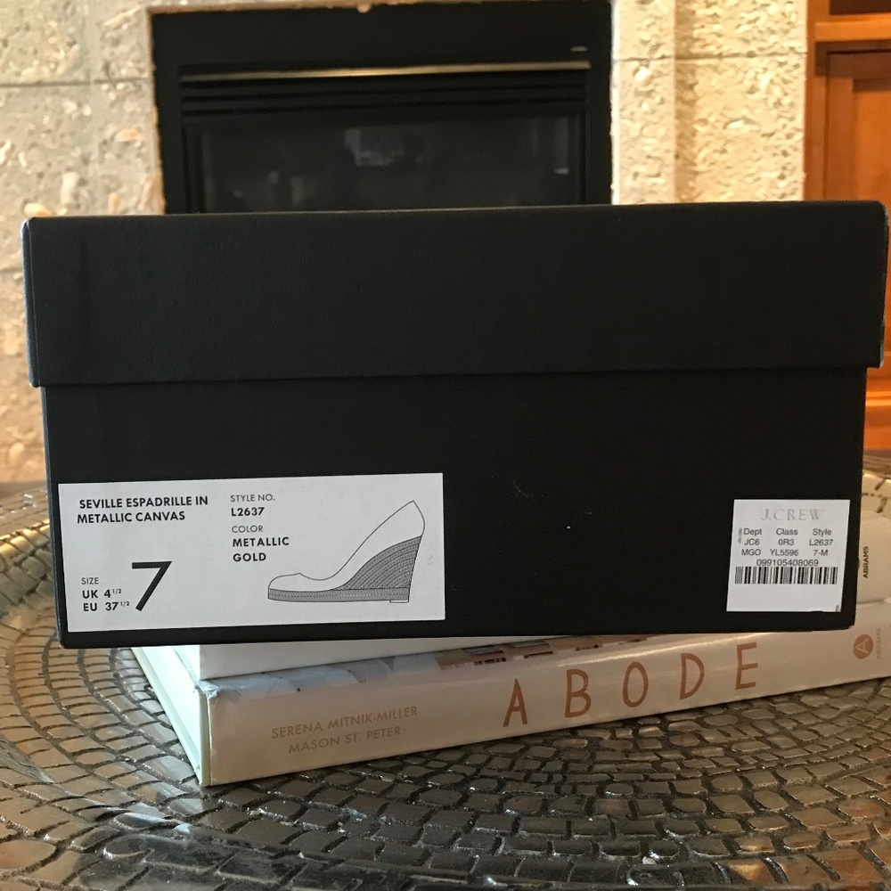 J. CREW SEVILLE METALLIC ESPADRILLE WEDGES - Picture 13 of 14